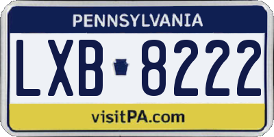 PA license plate LXB8222