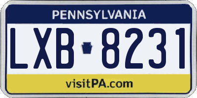 PA license plate LXB8231