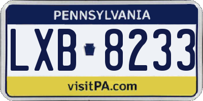 PA license plate LXB8233