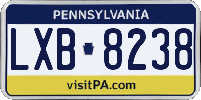 PA license plate LXB8238
