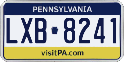 PA license plate LXB8241