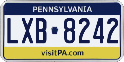 PA license plate LXB8242