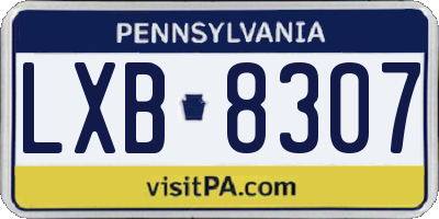 PA license plate LXB8307