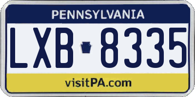 PA license plate LXB8335