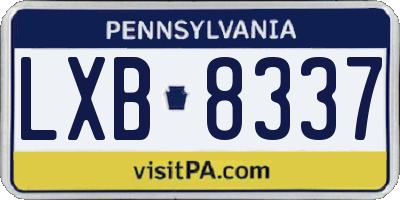 PA license plate LXB8337