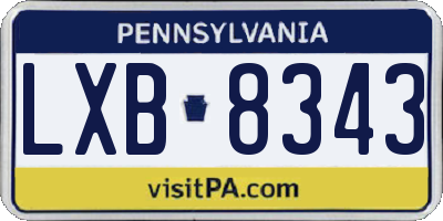 PA license plate LXB8343