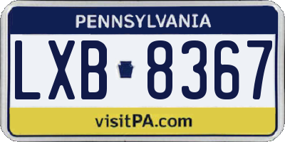PA license plate LXB8367