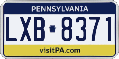 PA license plate LXB8371