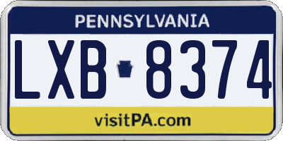 PA license plate LXB8374