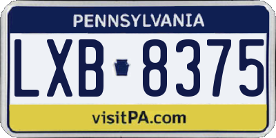 PA license plate LXB8375
