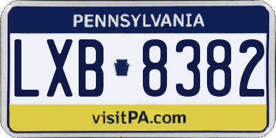 PA license plate LXB8382