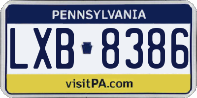 PA license plate LXB8386