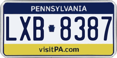PA license plate LXB8387
