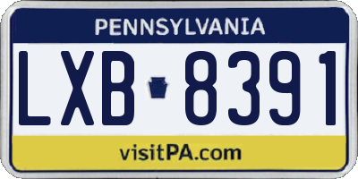 PA license plate LXB8391