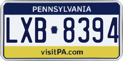 PA license plate LXB8394
