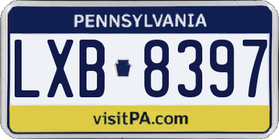 PA license plate LXB8397