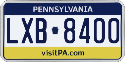 PA license plate LXB8400