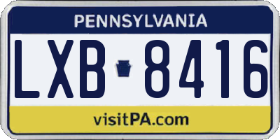 PA license plate LXB8416
