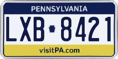 PA license plate LXB8421