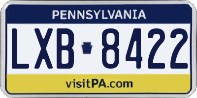 PA license plate LXB8422