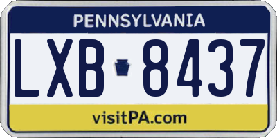 PA license plate LXB8437