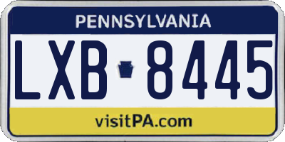 PA license plate LXB8445