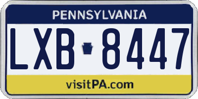 PA license plate LXB8447
