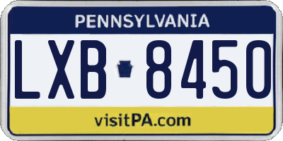 PA license plate LXB8450