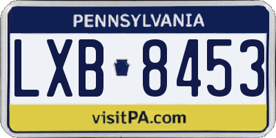 PA license plate LXB8453