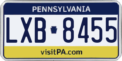PA license plate LXB8455