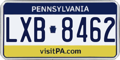 PA license plate LXB8462