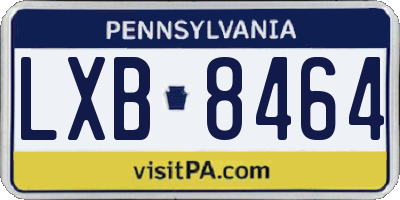 PA license plate LXB8464