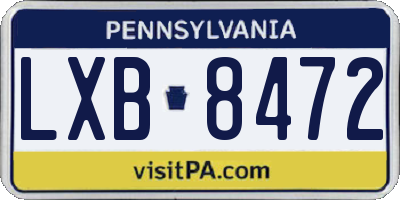 PA license plate LXB8472
