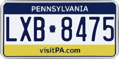 PA license plate LXB8475