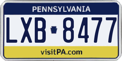 PA license plate LXB8477