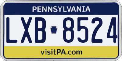 PA license plate LXB8524