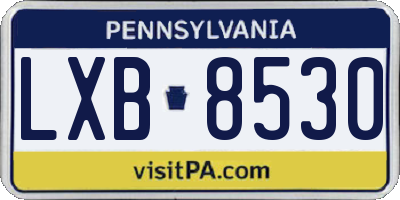 PA license plate LXB8530