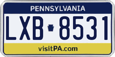 PA license plate LXB8531