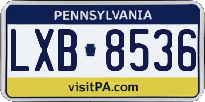 PA license plate LXB8536