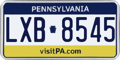 PA license plate LXB8545