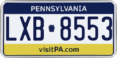 PA license plate LXB8553