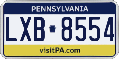 PA license plate LXB8554