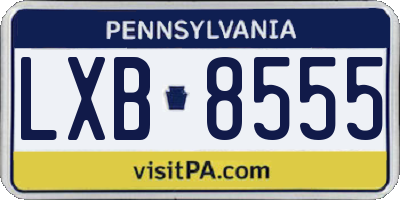 PA license plate LXB8555