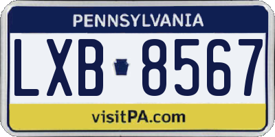 PA license plate LXB8567