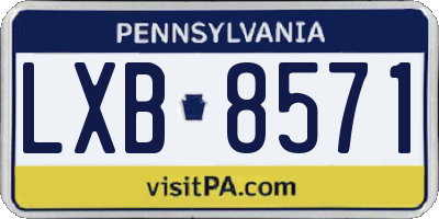 PA license plate LXB8571