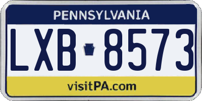 PA license plate LXB8573