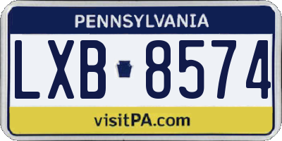 PA license plate LXB8574