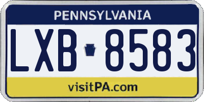 PA license plate LXB8583