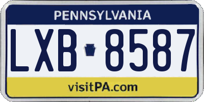 PA license plate LXB8587