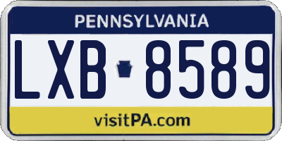 PA license plate LXB8589